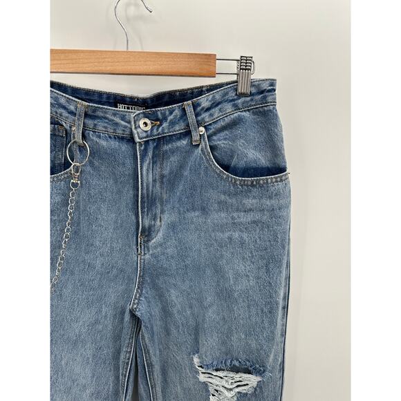 Hot Topic Women Loose Fit Grunge Jeans Size 11 Light Wash Distressed Cotton - Picture 4 of 7
